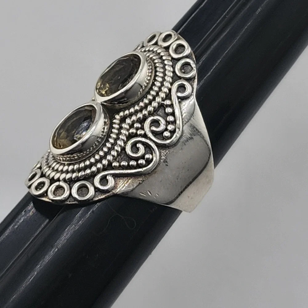 Sterling Silver 925 Citrine‎ Ring Size 6.25